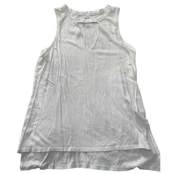 American Eagle Outfitters Tops - AMERICAN EAGLE WHITE DISTRESSED TANK SIZE XS